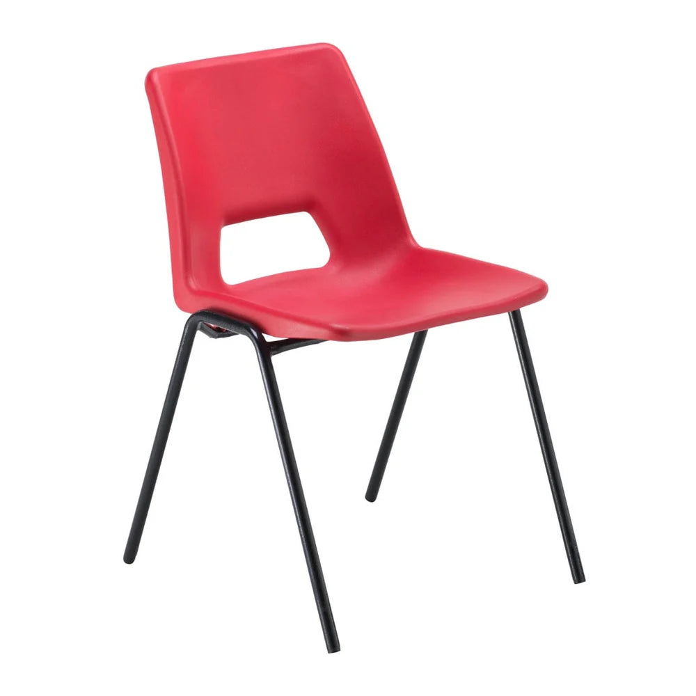 Red chair with black legs on a white background