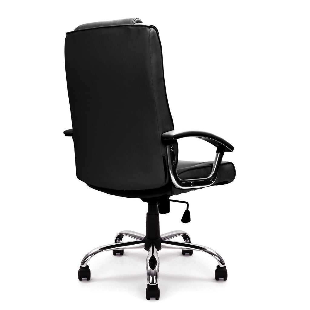 Westminster High Back Leather Faced Executive Armchair with Integral Headrest and Chrome Base