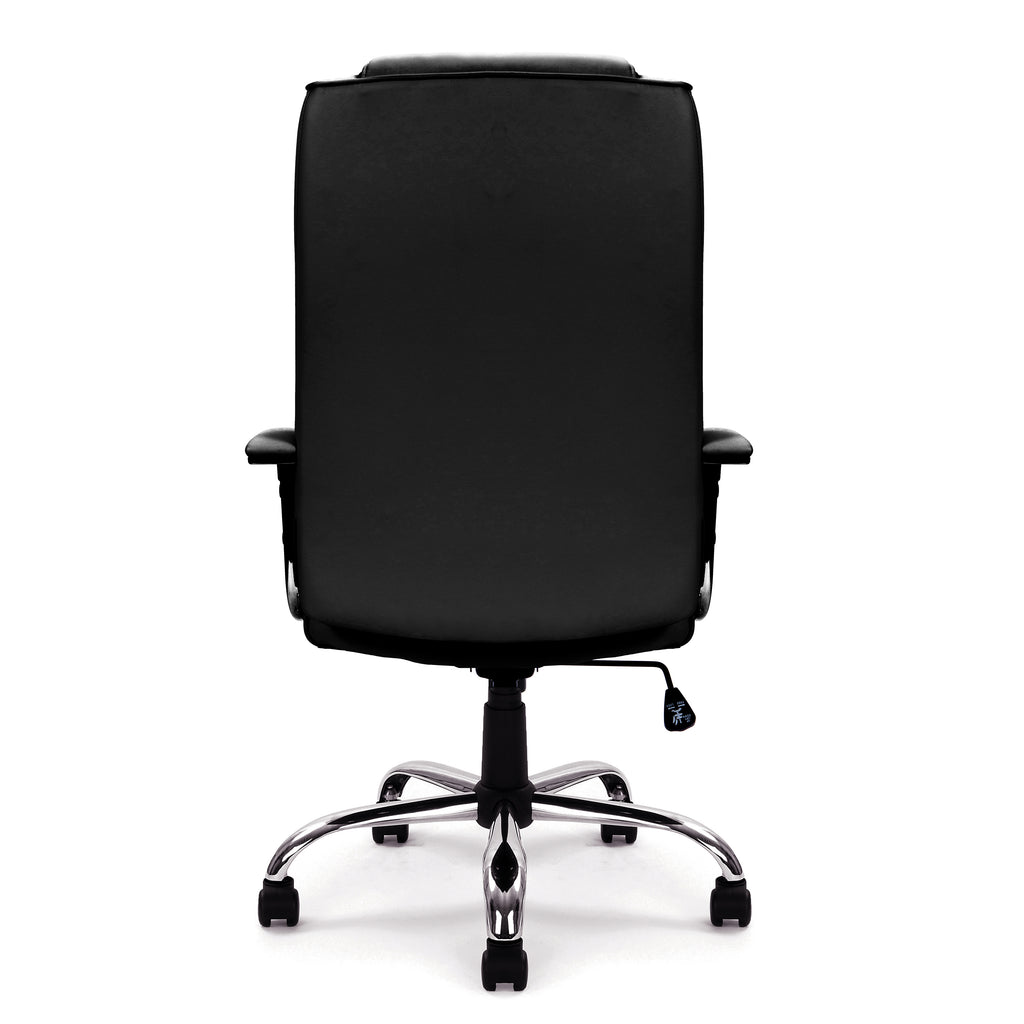 Westminster High Back Leather Faced Executive Armchair with Integral Headrest and Chrome Base