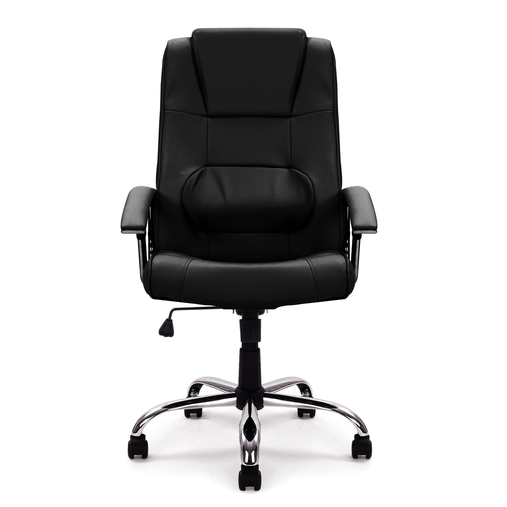Westminster High Back Leather Faced Executive Armchair with Integral Headrest and Chrome Base