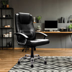 Westminster High Back Leather Faced Executive Armchair with Integral Headrest and Chrome Base