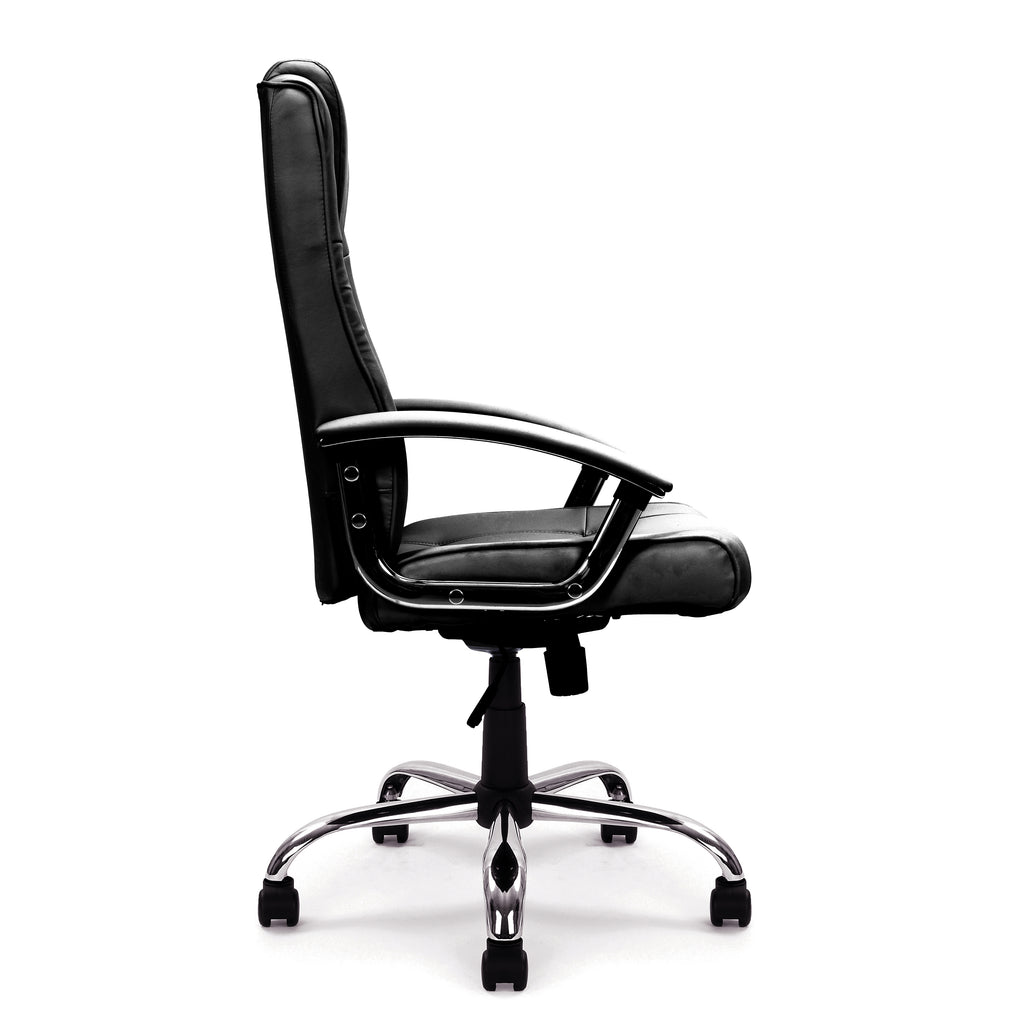 Westminster High Back Leather Faced Executive Armchair with Integral Headrest and Chrome Base