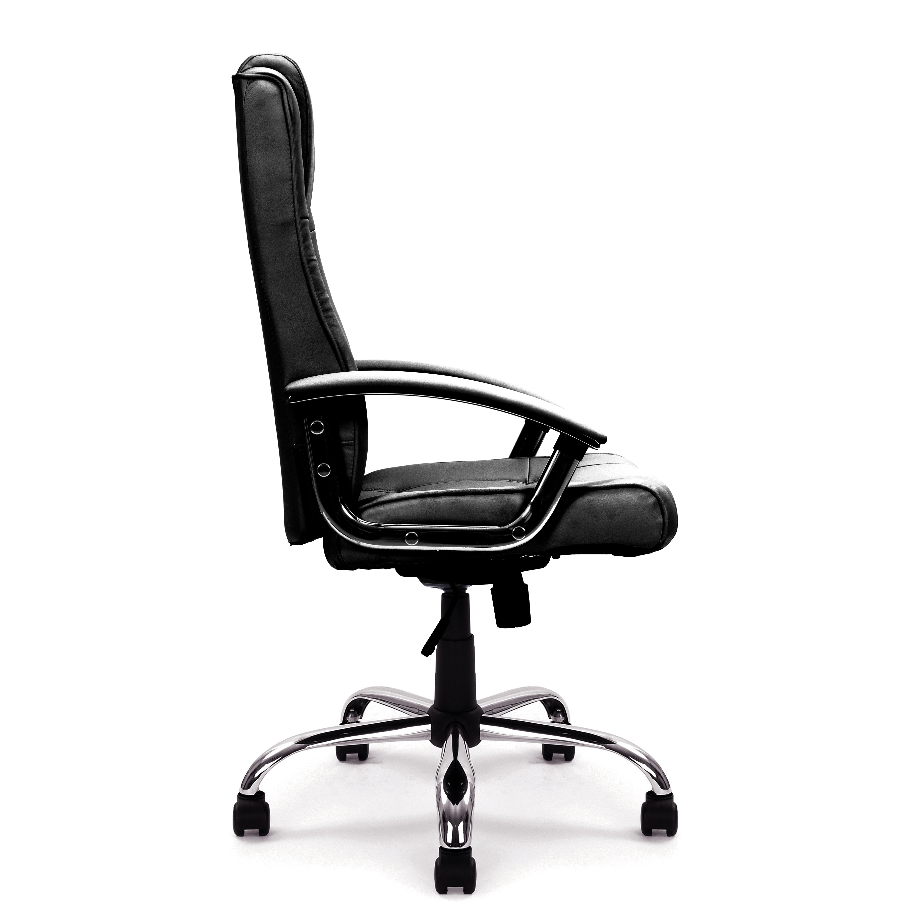Westminster High Back Leather Faced Executive Armchair with Integral Headrest and Chrome Base