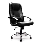 Westminster High Back Leather Faced Executive Armchair with Integral Headrest and Chrome Base