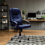 Westminster High Back Leather Faced Executive Armchair with Integral Headrest and Chrome Base