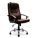 Westminster High Back Leather Faced Executive Armchair with Integral Headrest and Chrome Base