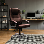 Westminster High Back Leather Faced Executive Armchair with Integral Headrest and Chrome Base