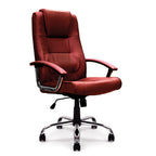 Westminster High Back Leather Faced Executive Armchair with Integral Headrest and Chrome Base