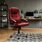 Westminster High Back Leather Faced Executive Armchair with Integral Headrest and Chrome Base
