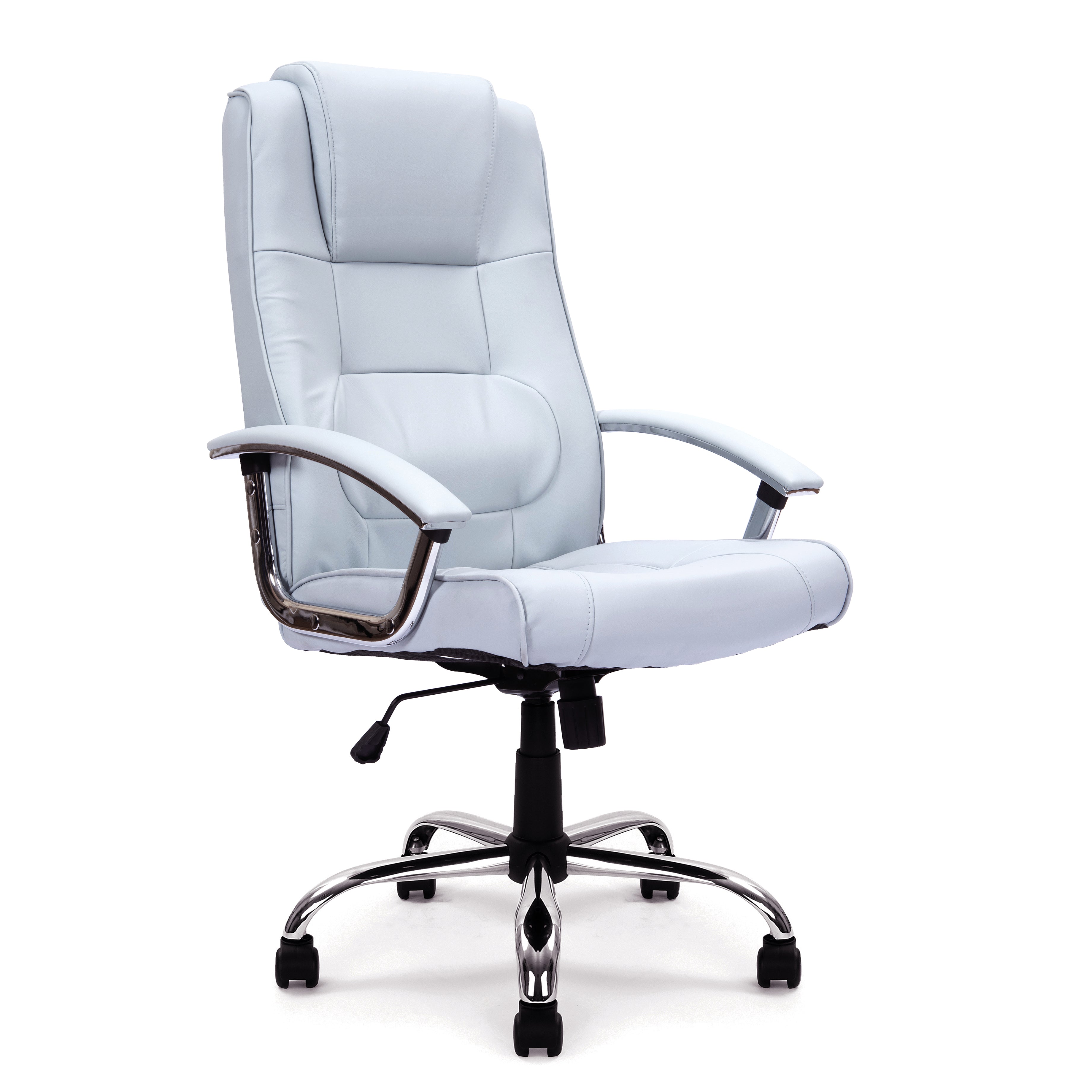 Westminster High Back Leather Faced Executive Armchair with Integral Headrest and Chrome Base
