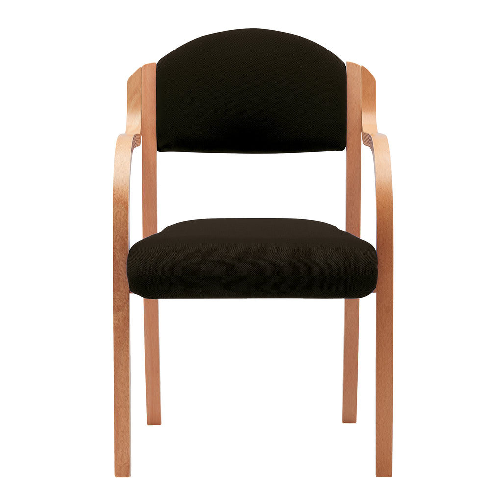 Black chair with wooden frame on a white background
