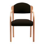 Black chair with wooden frame on a white background