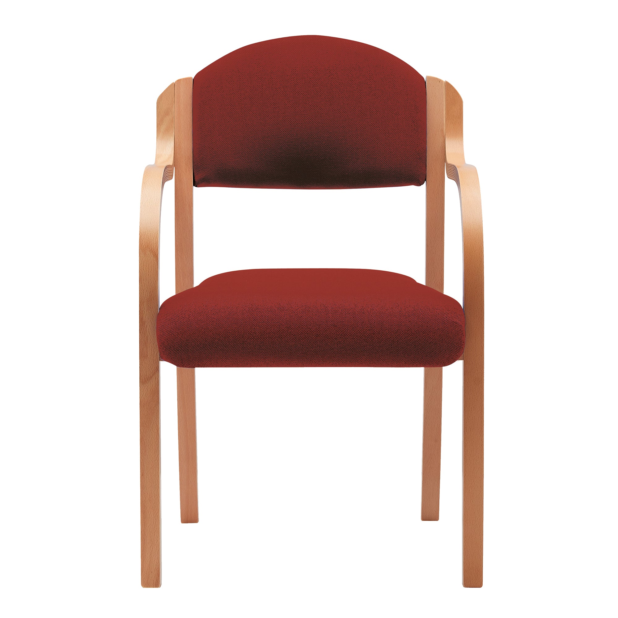 Red chair with wooden frame on a white background