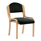 Black chair with wooden frame on a white background