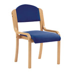 Blue chair with wooden frame on a white background