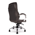 Black office chair with chrome base on a white background