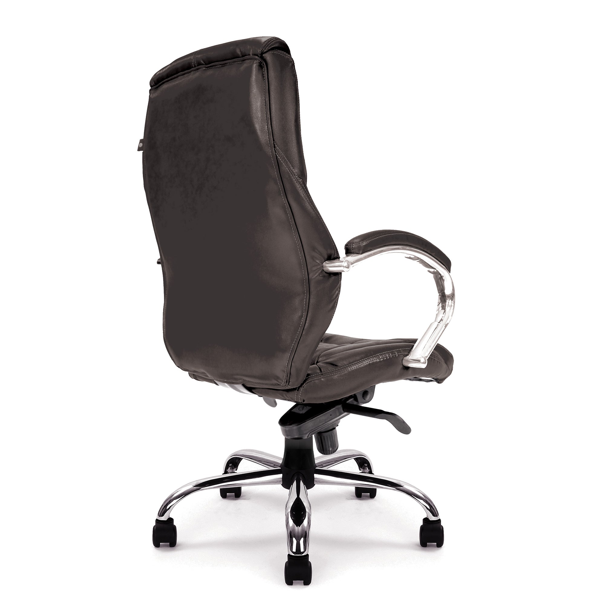 Black office chair with chrome base on a white background