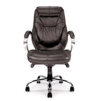 Black office chair with chrome base on a white background