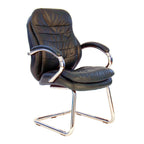 Dark brown leather office chair with chrome frame on a white background