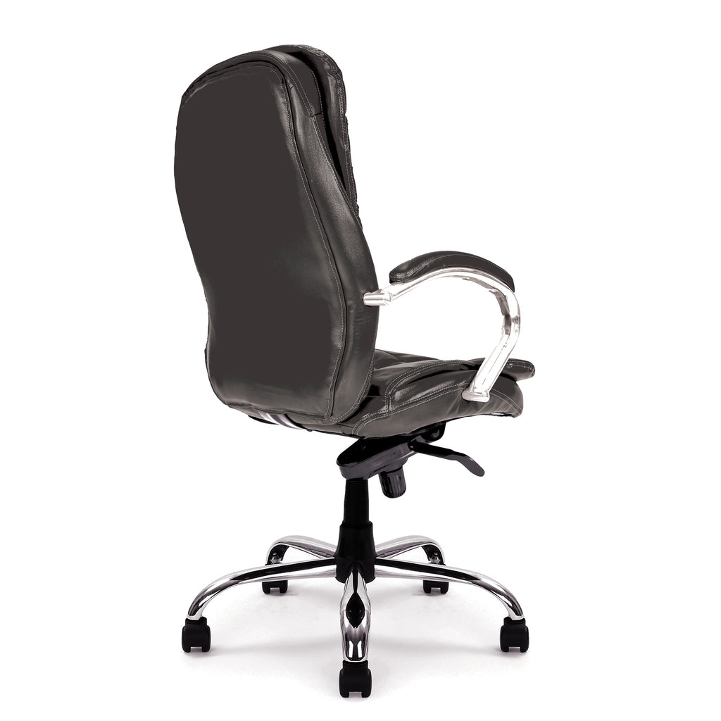Black office chair with chrome base on a white background