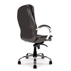Black office chair with chrome base on a white background