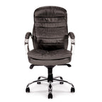 Black office chair with chrome base on a white background