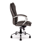 Black office chair with chrome base on a white background