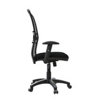 Black mesh back office chair on a white background