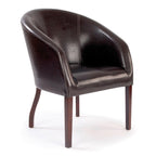 Brown leather armchair on a white background