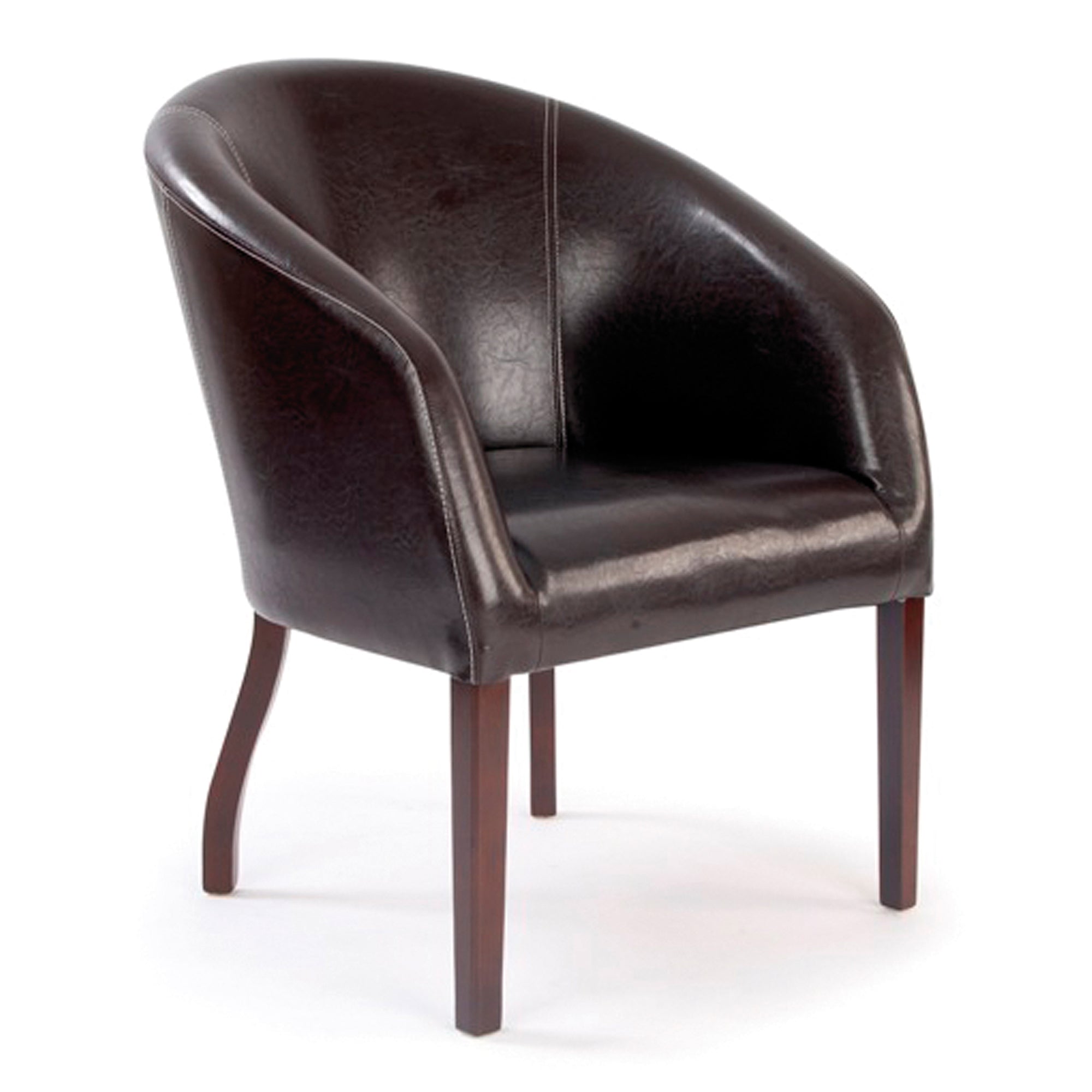 Brown leather armchair on a white background