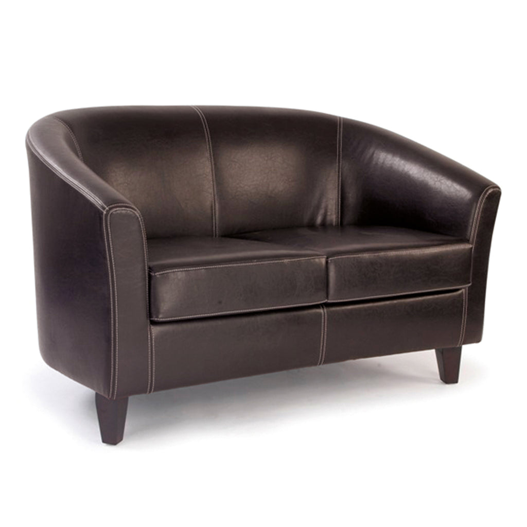 Brown leather sofa on a white background