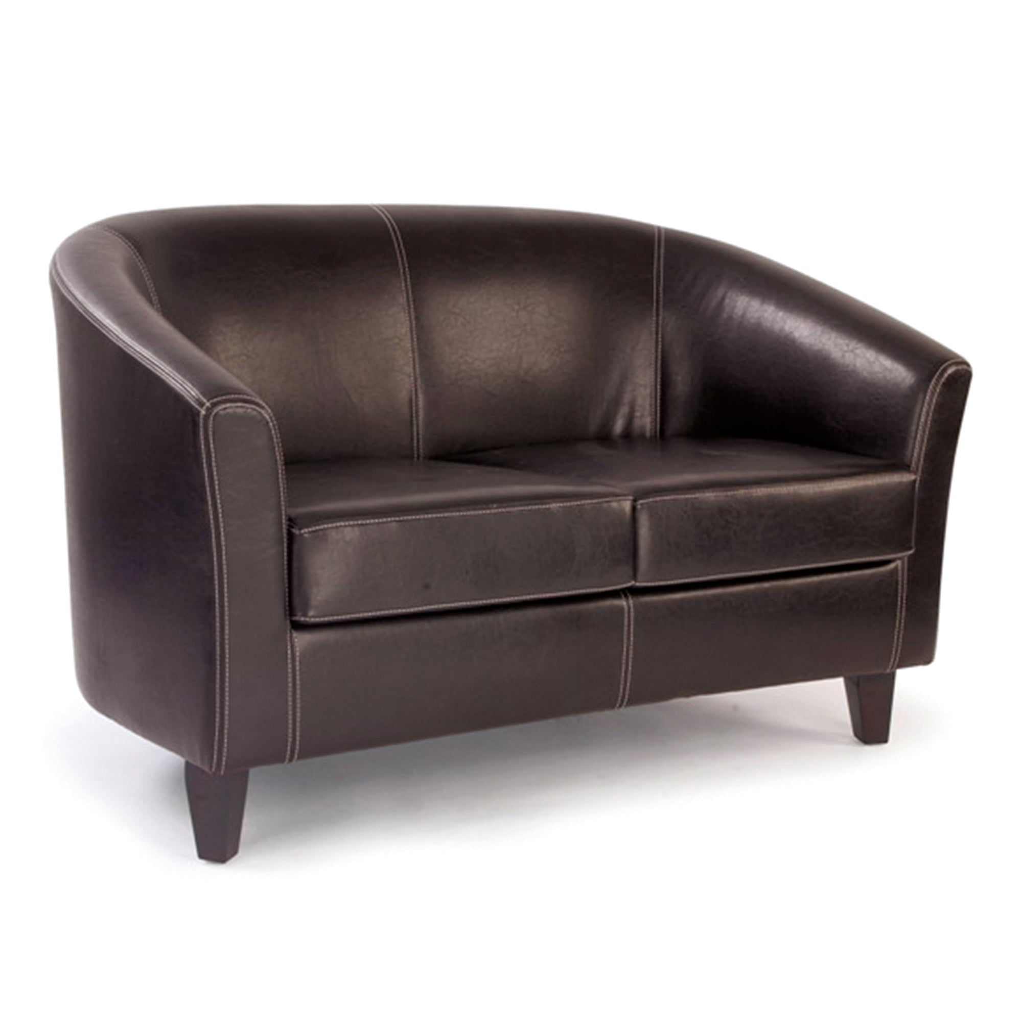 Brown leather sofa on a white background