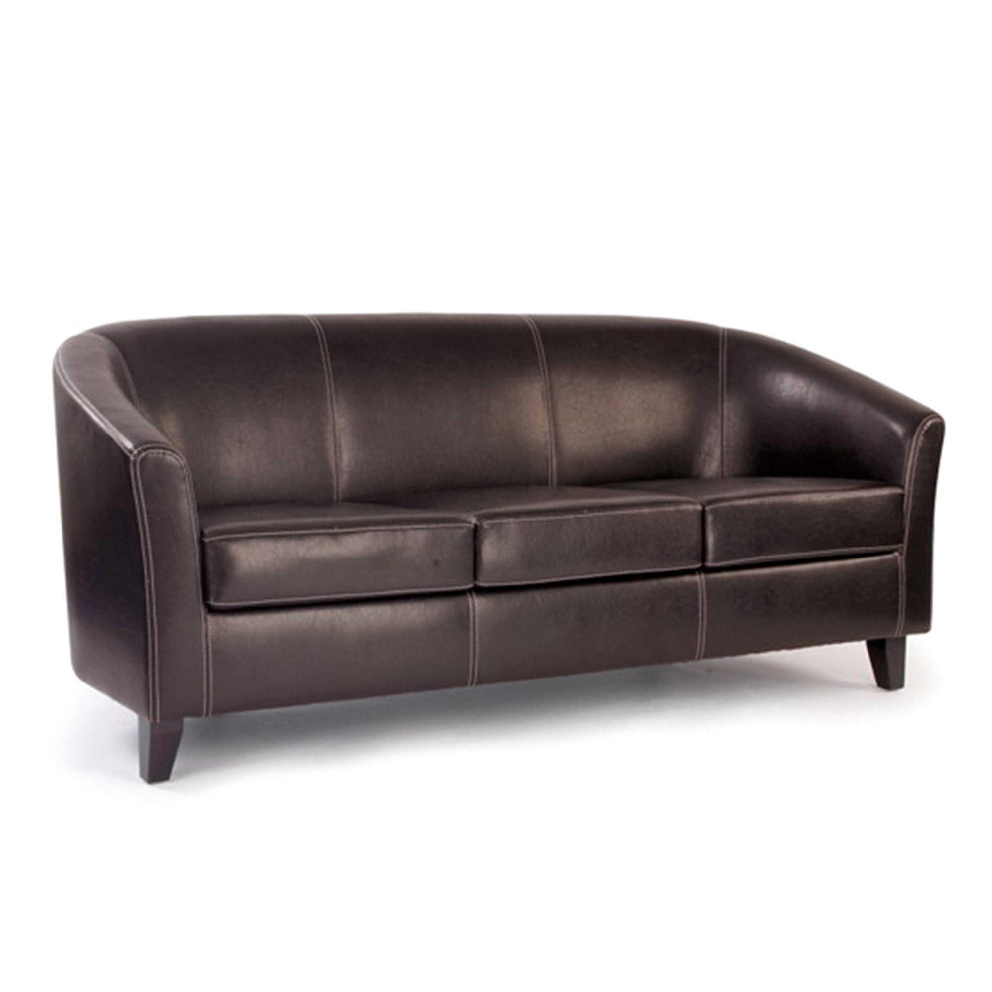 Brown leather sofa on a white background