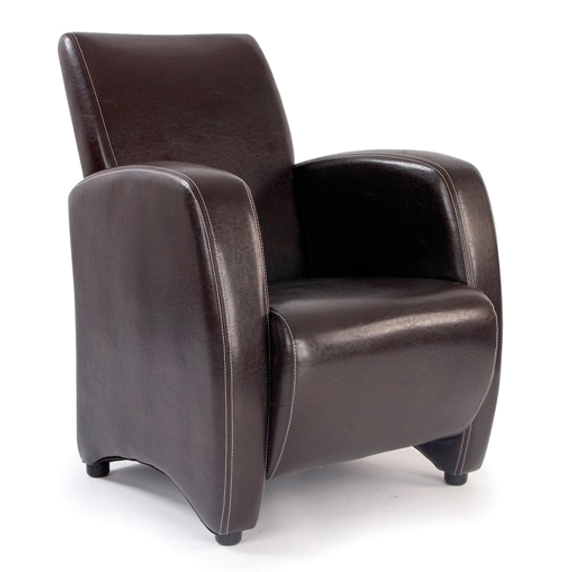 Brown leather armchair on a white background