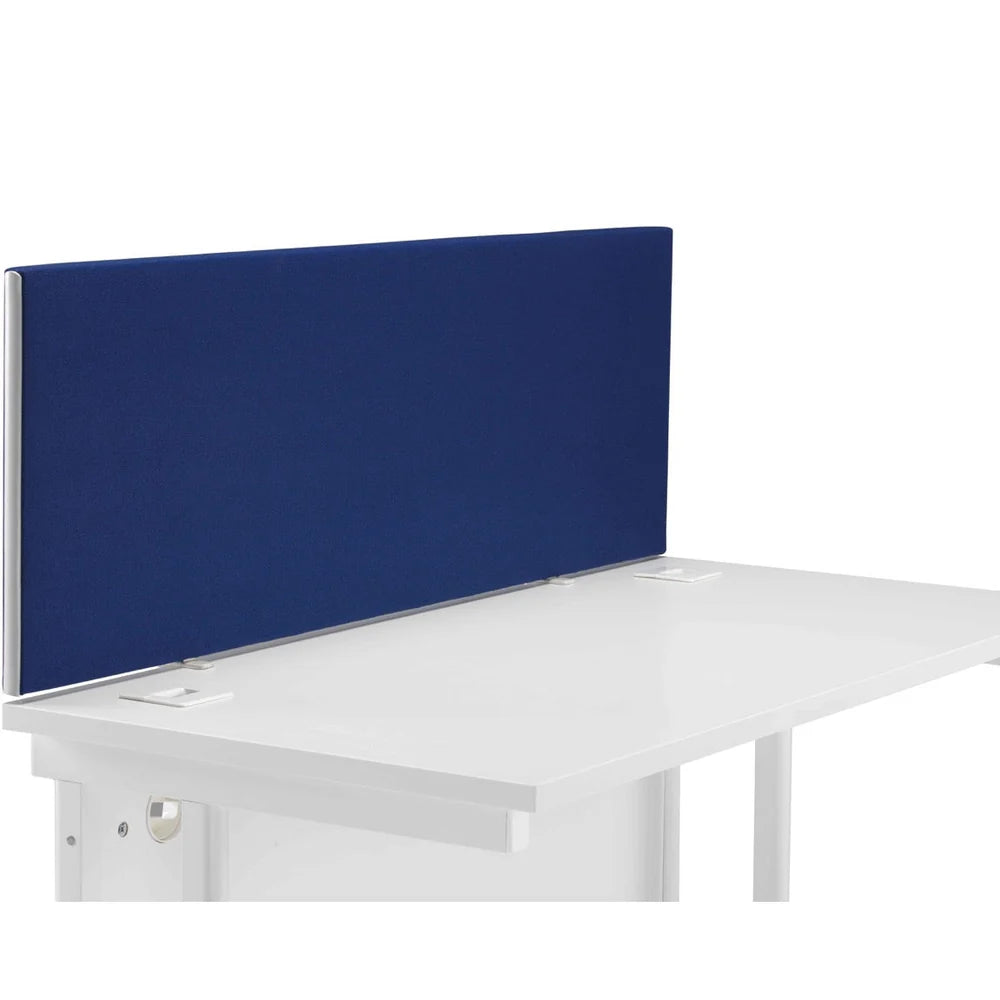 Blue desk screen on a white desk with a white background