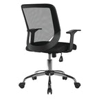 Black office chair with mesh backrest on a white background