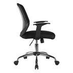 Black office chair with mesh backrest on a white background