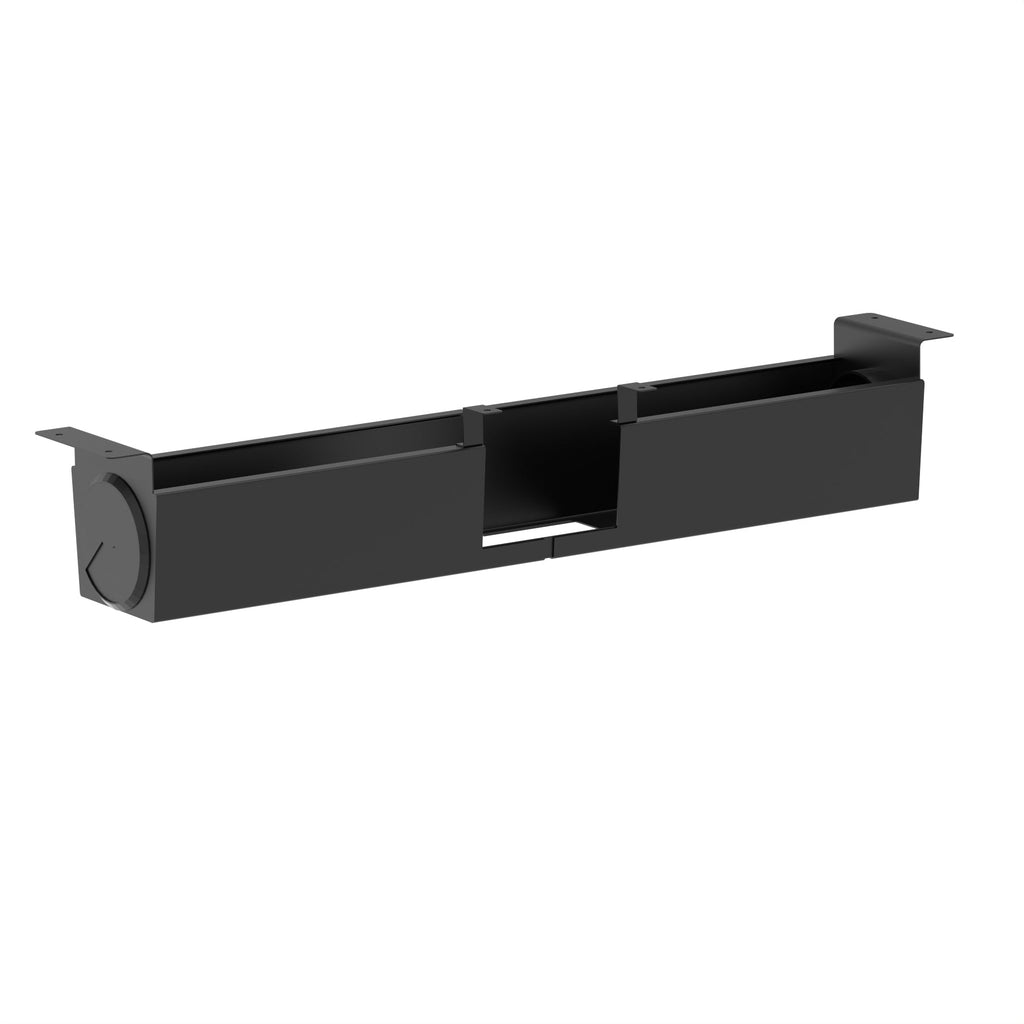 Black telescopic cable tray on a white background 