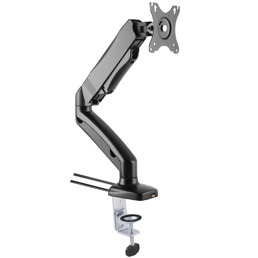Black monitor arm on a white background