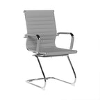Grey office chair with chrome frame on a white background