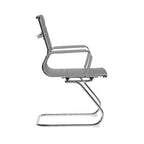 Grey office chair with chrome frame on a white background