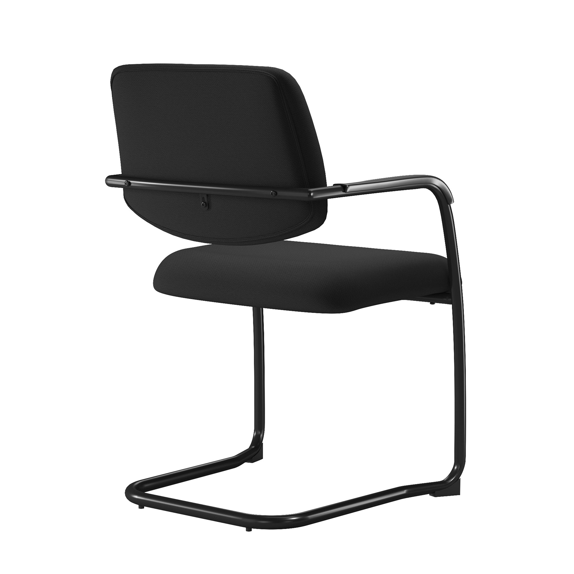 Black office chair with armrests on a white background