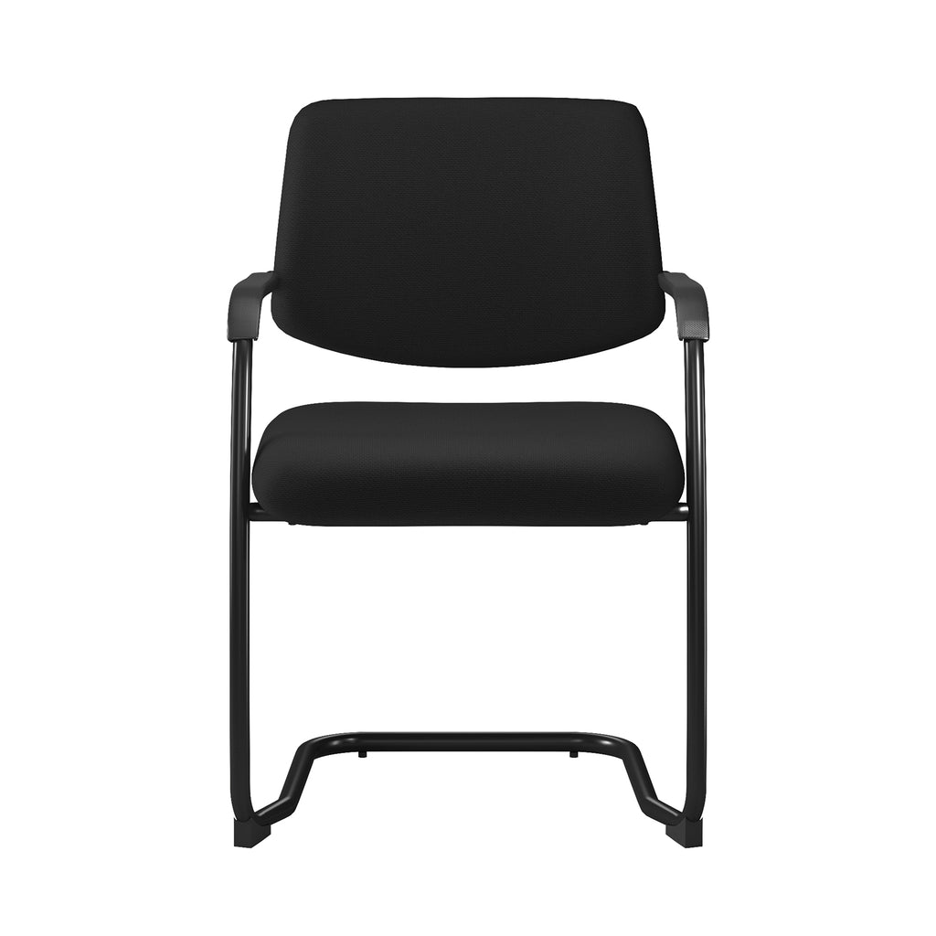 Black office chair with armrests on a white background