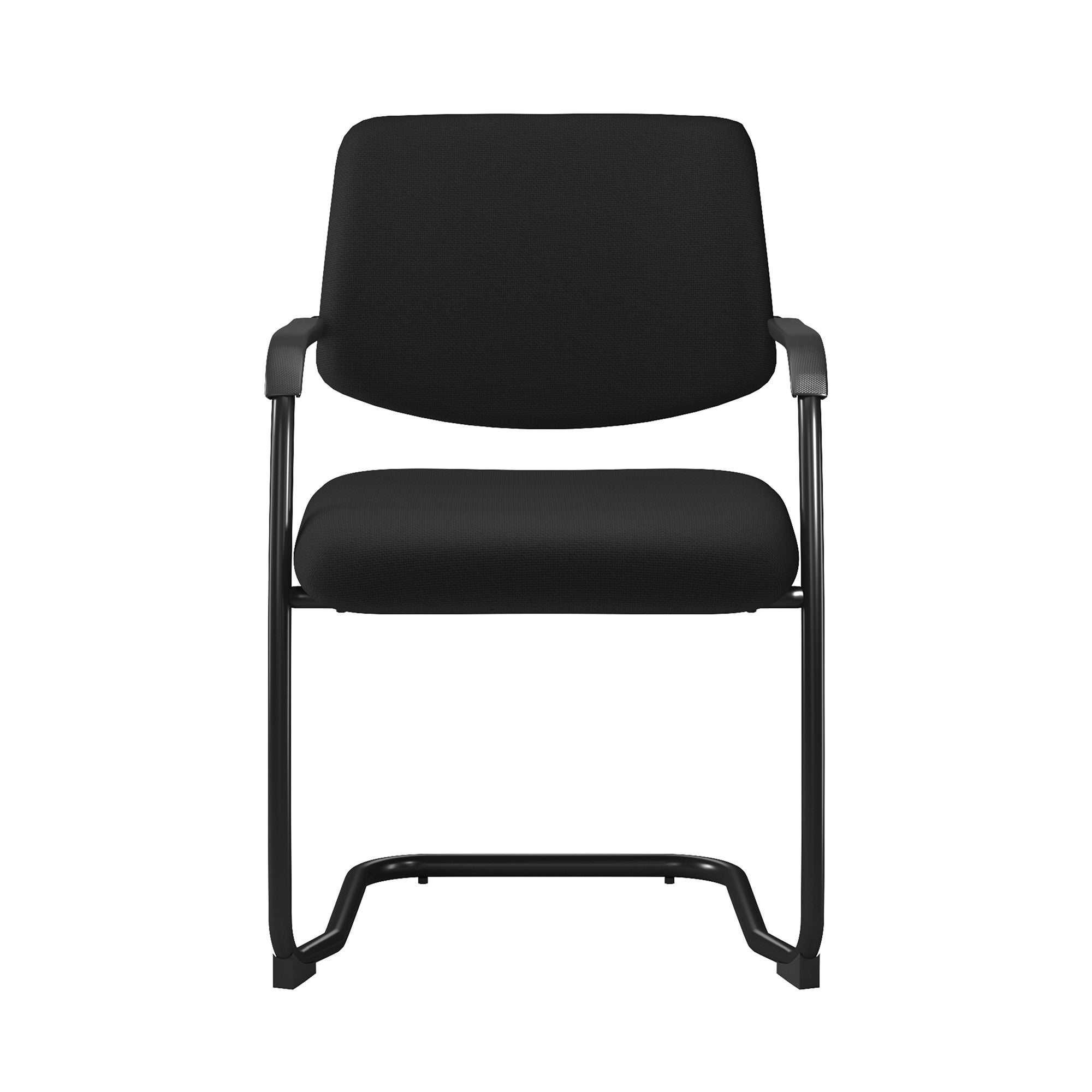 Black office chair with armrests on a white background