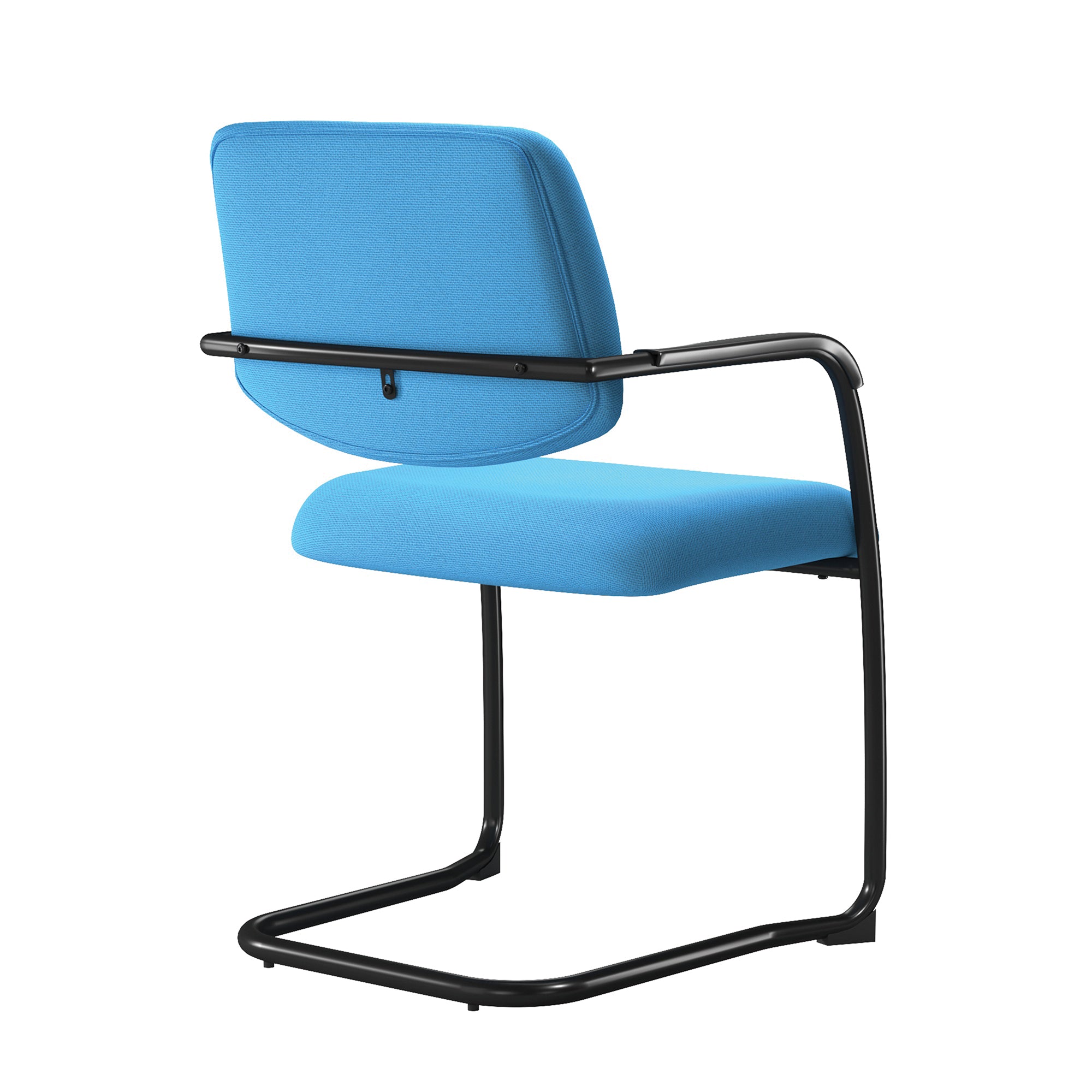 Blue office chair with black frame on a white background