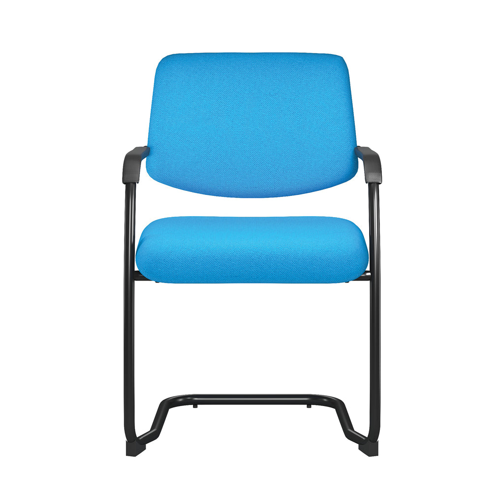 Blue office chair with black frame on a white background