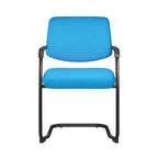 Blue office chair with black frame on a white background