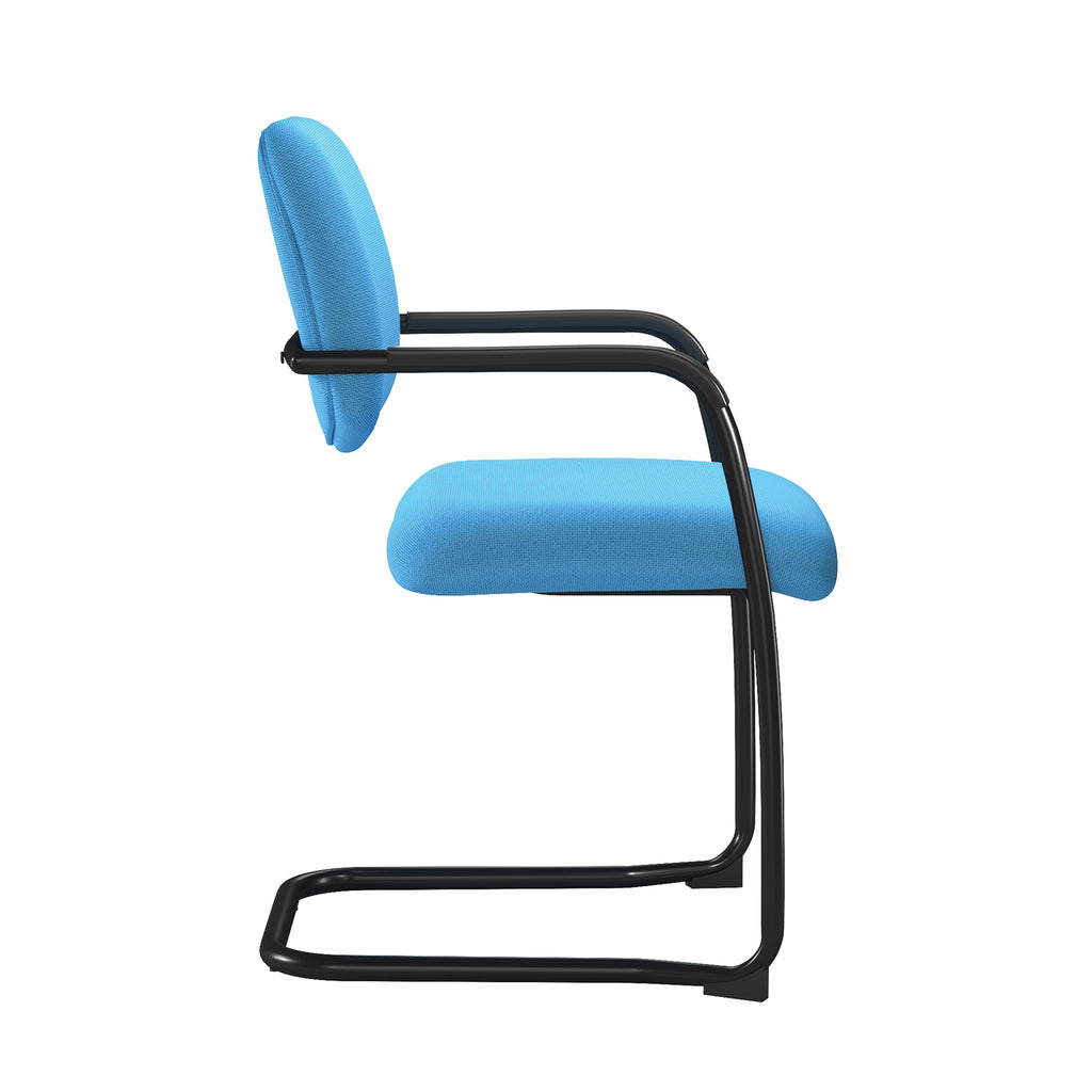 Blue office chair with black frame on a white background