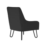 Black chair with hairpin legs on a white background