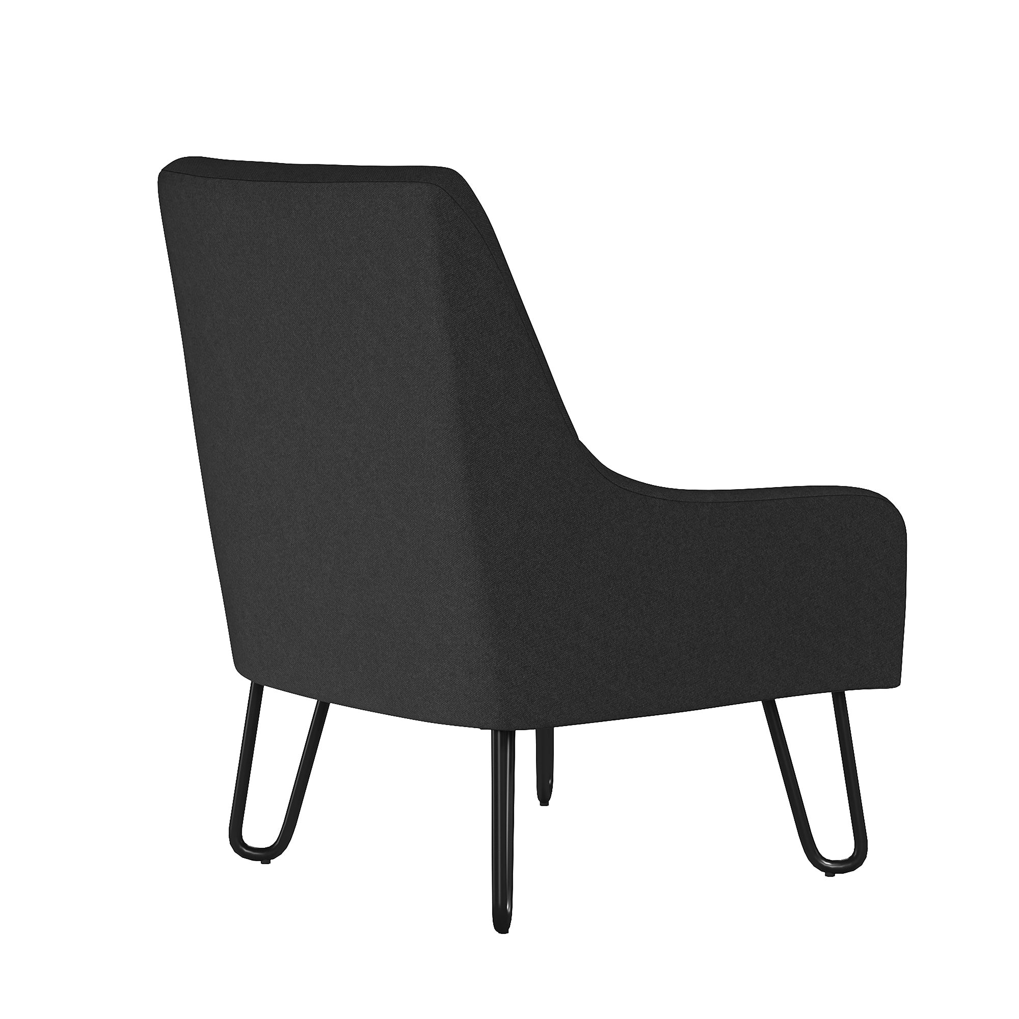 Black chair with hairpin legs on a white background